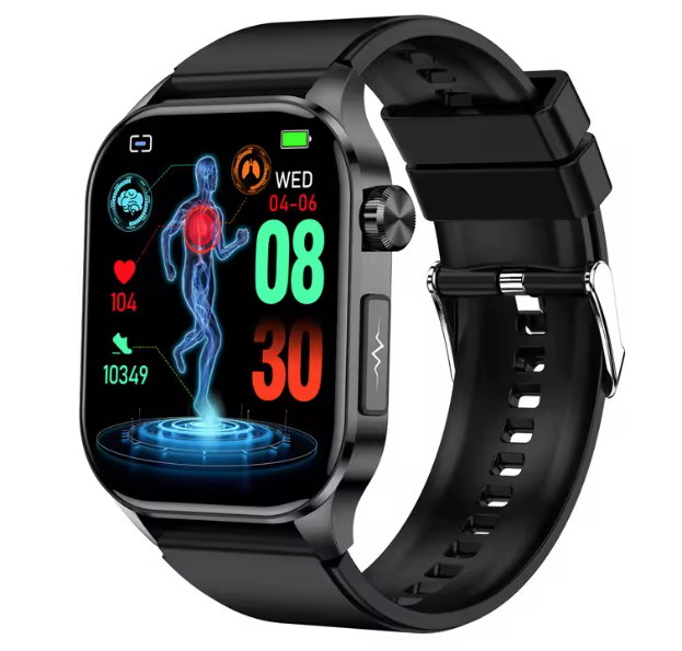 E580 Montre intelligente de glycémie ECG Fréquence cardiaque Tension artérielle IP68 Montre intelligente étanche