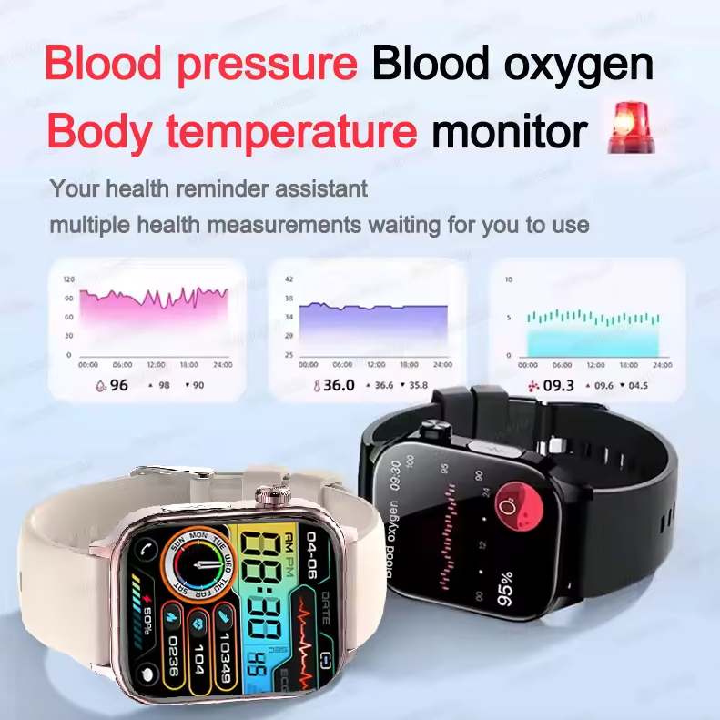 ET585 ECG+PPG Montre intelligente de diagnostic de santé IA Hommes Femmes Horloge Lipides sanguins Tension artérielle Acide urique Fréquence cardiaque