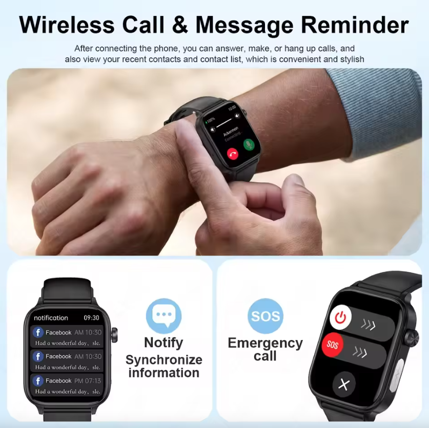 ET585 ECG+PPG Montre intelligente de diagnostic de santé IA Hommes Femmes Horloge Lipides sanguins Tension artérielle Acide urique Fréquence cardiaque