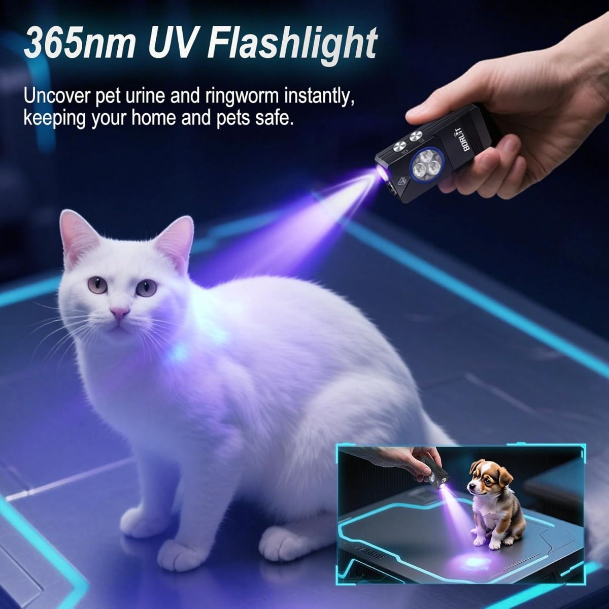 Lampe de poche EV30 Mini LED EDC avec lumière UV 365nm, 550 lumens, lampe de poche rechargeable USB-C pour porte-clés de poche
