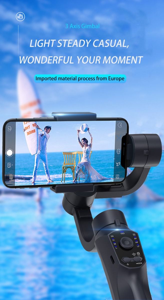 Stabilisateur F10 Pro cardan 3 axes pour vidéographie mobile et qualité vidéo fluide compatible Android iPhone