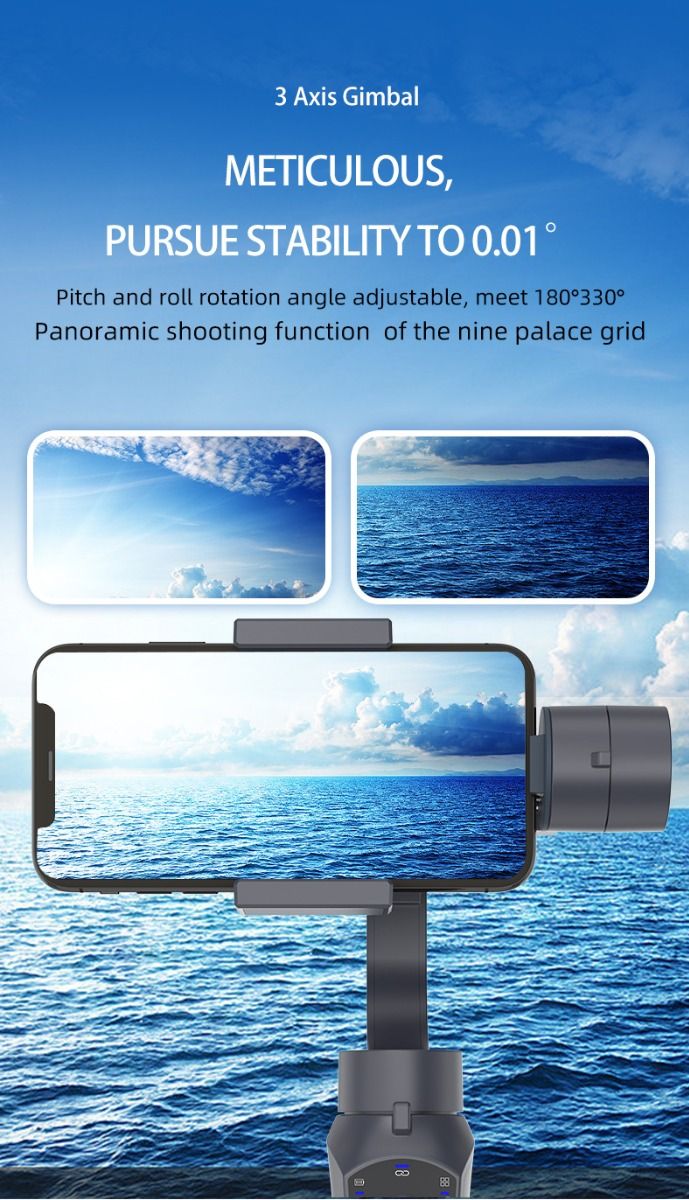 Stabilisateur F10 Pro cardan 3 axes pour vidéographie mobile et qualité vidéo fluide compatible Android iPhone