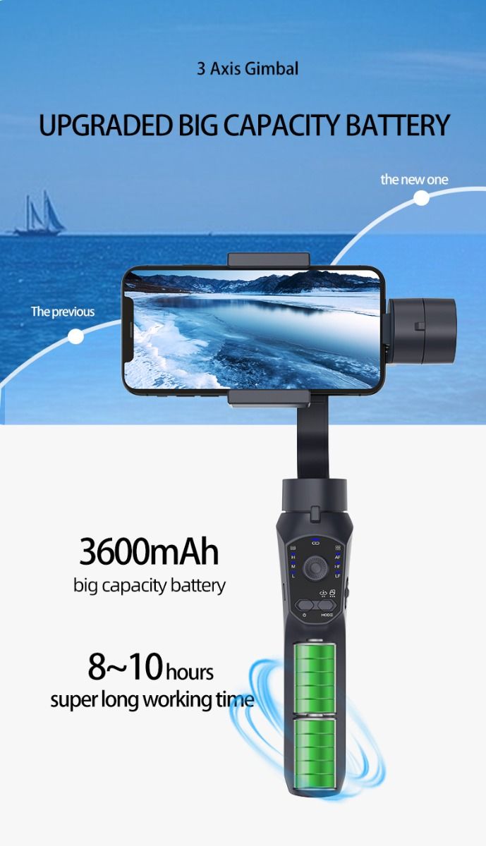 Stabilisateur F10 Pro cardan 3 axes pour vidéographie mobile et qualité vidéo fluide compatible Android iPhone
