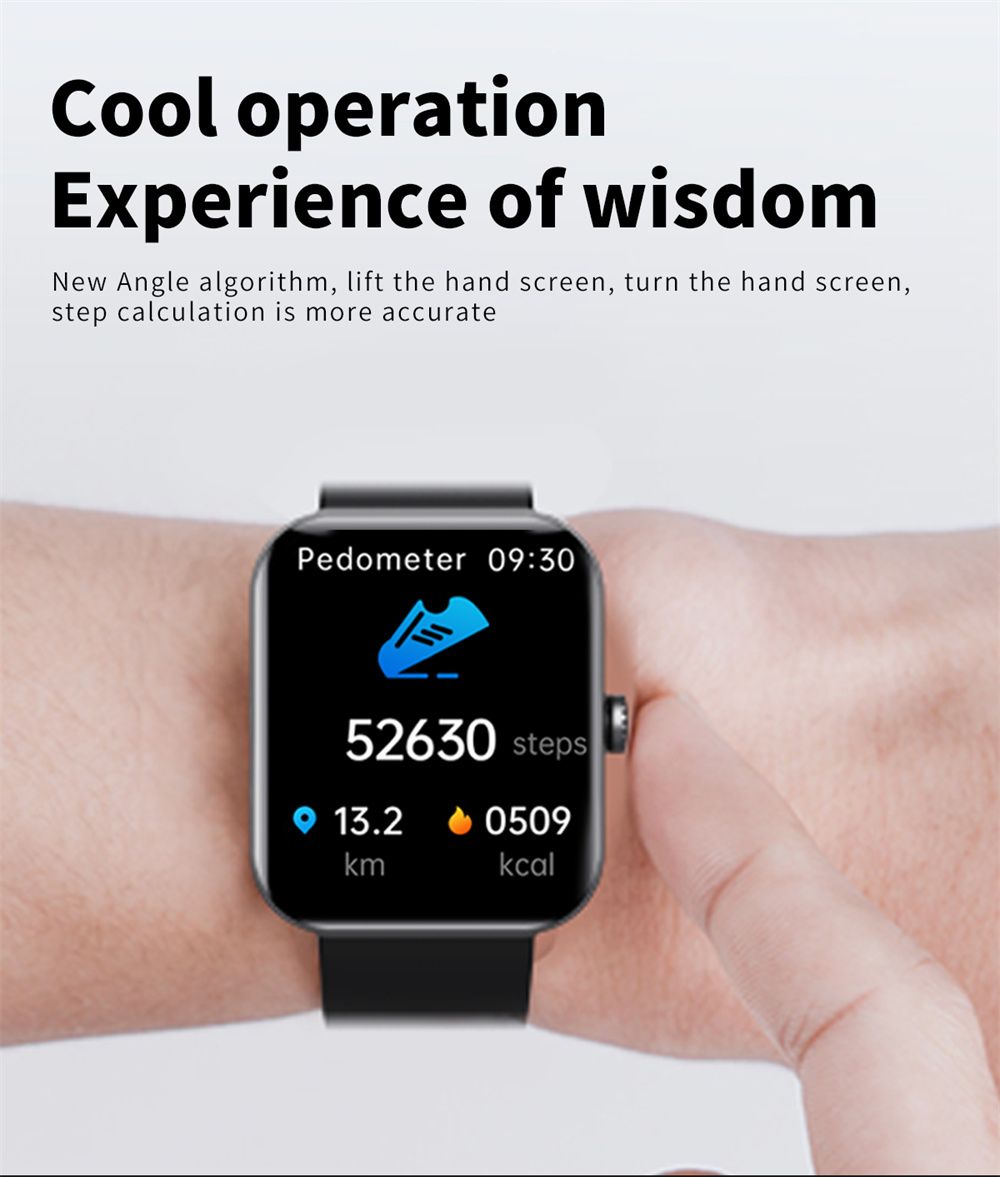 F57L Montre intelligente Glycémie Tension artérielle Fréquence cardiaque Température Surveillance sportive 1,91 pouce Sn