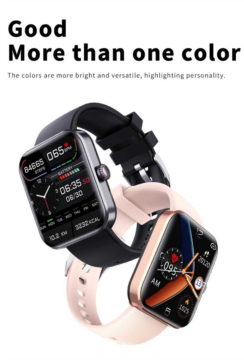 F57L Montre intelligente Glycémie Tension artérielle Fréquence cardiaque Température Surveillance sportive 1,91 pouce Sn