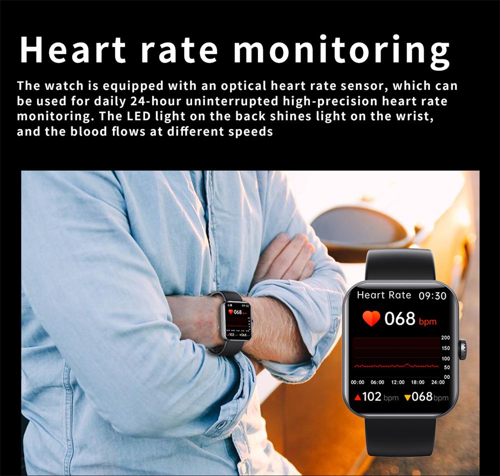 F57L Montre intelligente Glycémie Tension artérielle Fréquence cardiaque Température Surveillance sportive 1,91 pouce Sn