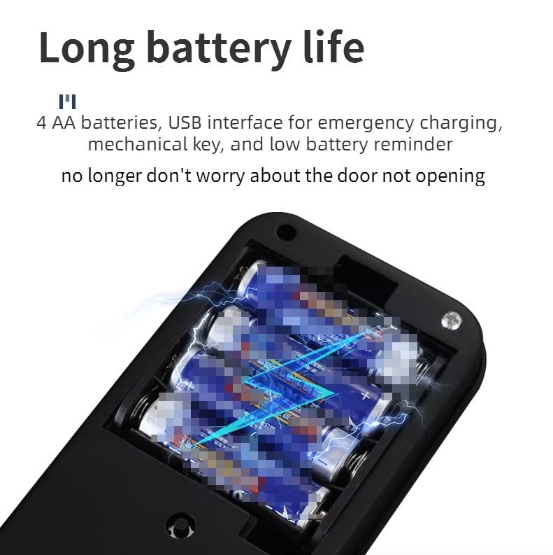 Serrure électronique intelligente à empreinte digitale, entrée sans clé, design élégant, sécurité domestique adaptée aux familles.