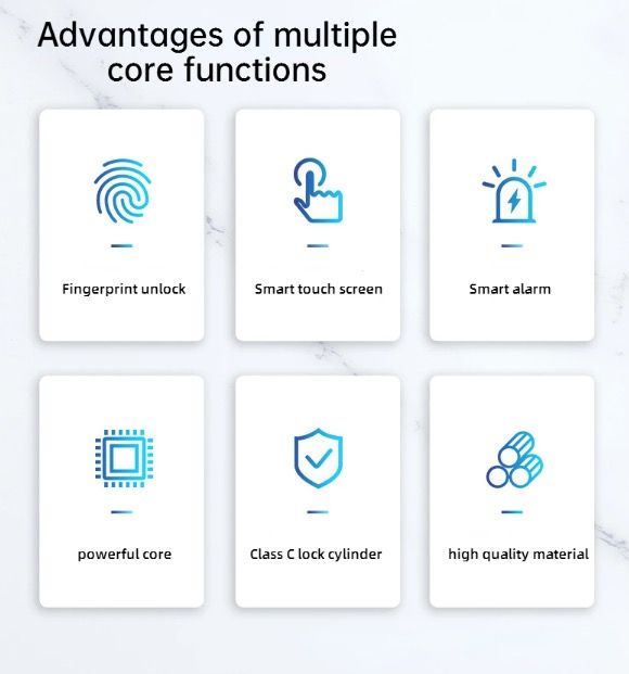 Serrure électronique intelligente à empreinte digitale, entrée sans clé, design élégant, sécurité domestique adaptée aux familles.