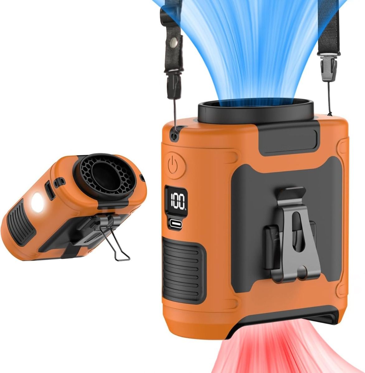 Ventilateur portable rechargeable pour la taille avec ceinture à clip