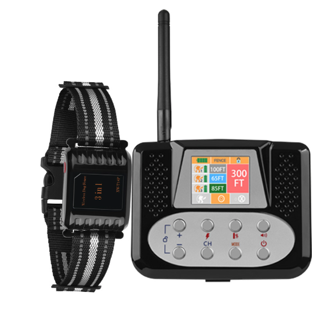 Système 3 en 1 pour chien avec clôture électronique sans fil radar précis et dispositif anti-aboiement