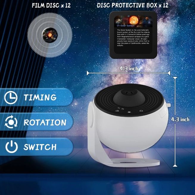 Projecteur Galaxie Lumière de Nuit Lampe Planétarium 12-en-1 pour Enfants avec Rotation à 360° Ambiance Apaisante