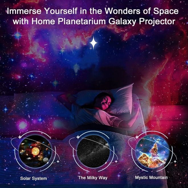 Projecteur Galaxie Lumière de Nuit Lampe Planétarium 12-en-1 pour Enfants avec Rotation à 360° Ambiance Apaisante
