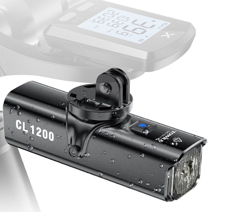TOWILD CL1200 1200LM Feu avant de vélo rechargeable par USB avec télécommande sans fil pour la sécurité à vélo de nuit