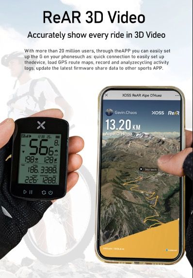 XOSS G+ G2 Ordinateur de vélo GPS Génération Compteur de vitesse sans fil Traqueur avec écran personnalisé et capteur de fréquence cardiaque