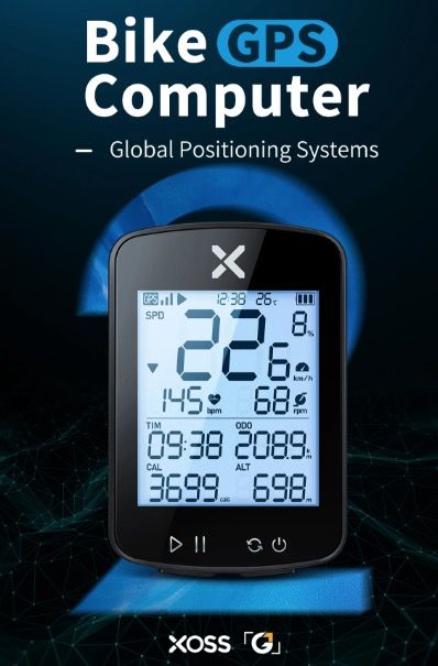 XOSS G+ G2 Ordinateur de vélo GPS Génération Compteur de vitesse sans fil Traqueur avec écran personnalisé et capteur de fréquence cardiaque