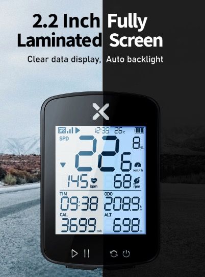 XOSS G+ G2 Ordinateur de vélo GPS Génération Compteur de vitesse sans fil Traqueur avec écran personnalisé et capteur de fréquence cardiaque