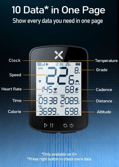 XOSS G+ G2 Ordinateur de vélo GPS Génération Compteur de vitesse sans fil Traqueur avec écran personnalisé et capteur de fréquence cardiaque