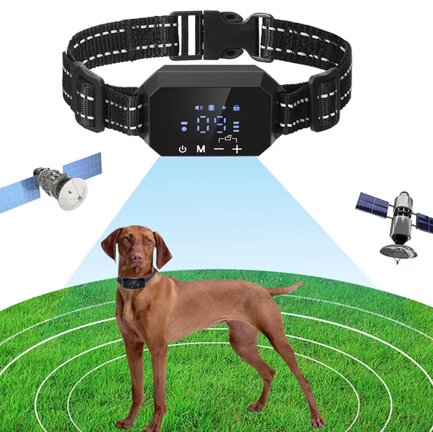 Clôture sans fil GPS pour chien avec force d'avertissement réglable et modes d'éducation respectueux, portée de 100 à 3300 pieds