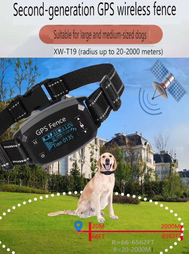 Clôture GPS sans fil pour chien avec écran OLED installation facile et couverture de grande surface sans fil