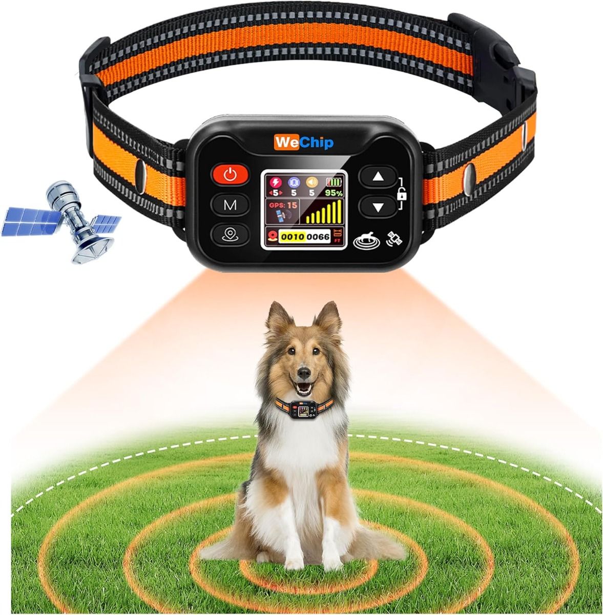 Collier Anti-fugue GPS & Anti-aboiement Rechargeable Étanché | Clôture Virtuelle GPS Sécurité Chien 15-120 lbs