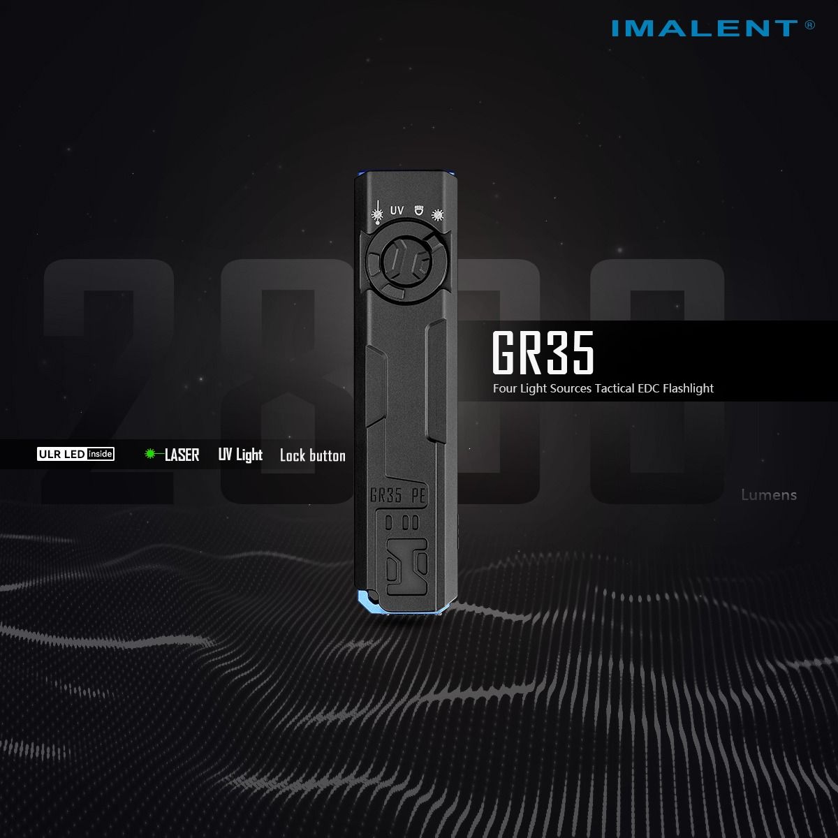 IMALENT GR35 Lampe Torche EDC Verte 2800 Lumens | UV, Laser Rouge, Multifonction, Magnétique & Compacte