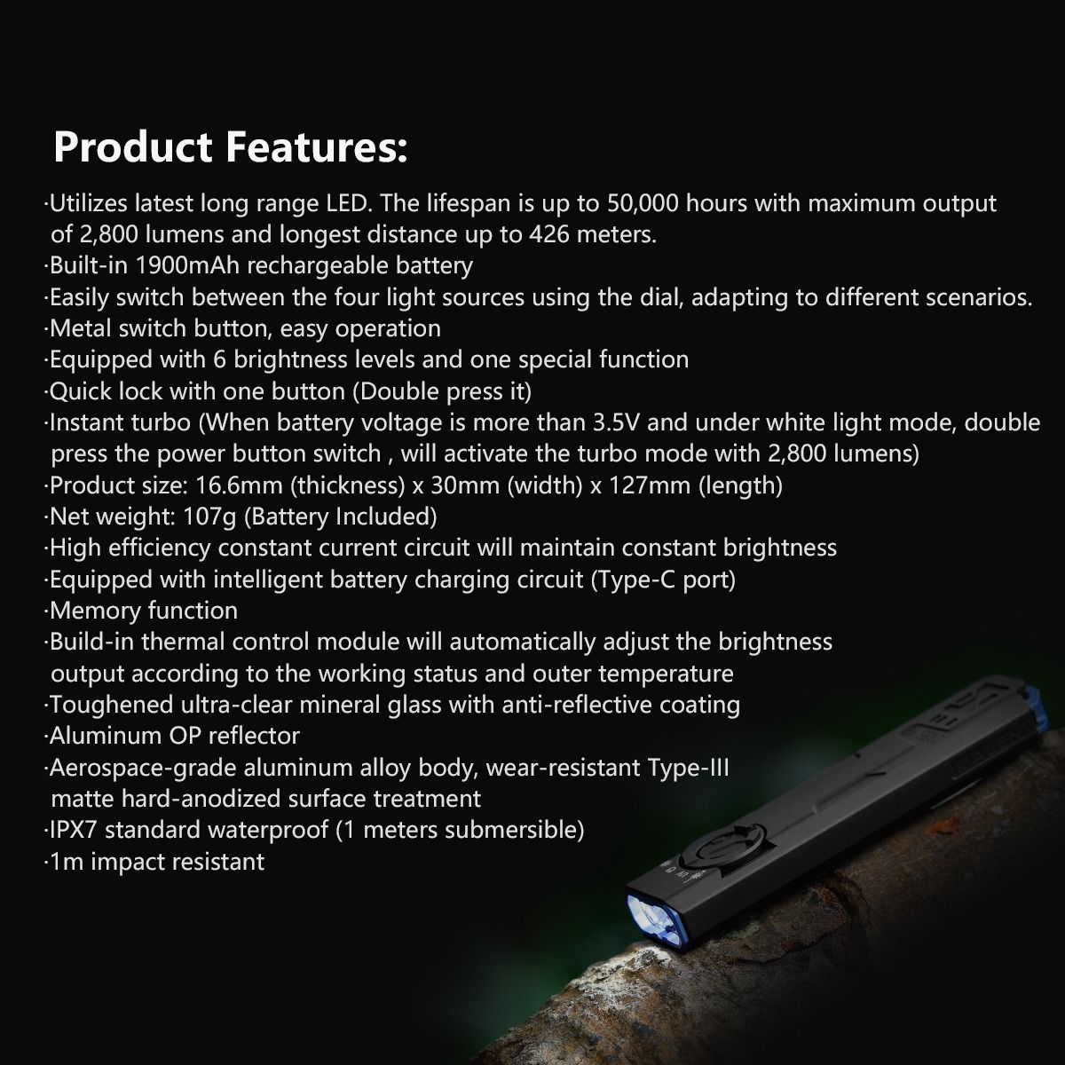 IMALENT GR35 2800 Lumens Lampe torche LED EDC (Rouge)