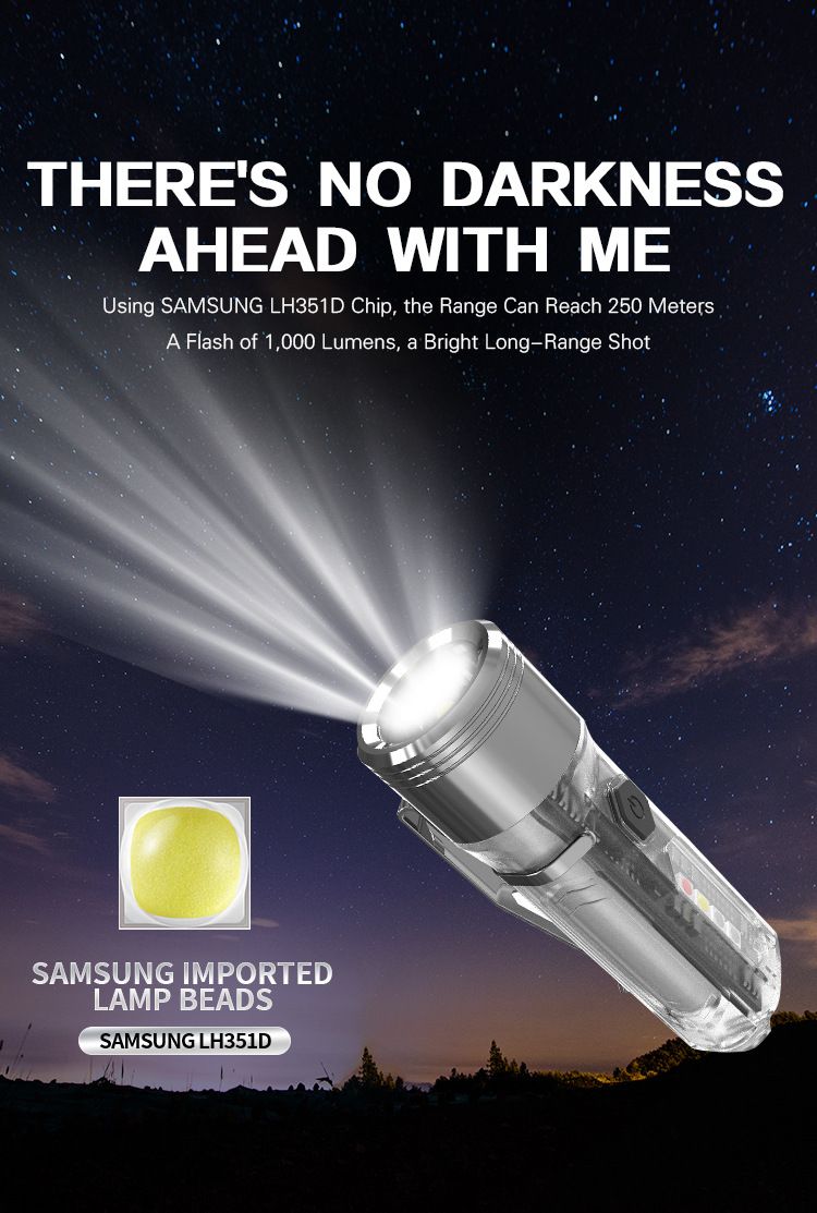 GT13 TIKI Mini Lampe Porte-clés 1000 Lumens USB Rechargeable Éclairage Portable pour le Camping et l'Usage Quotidien
