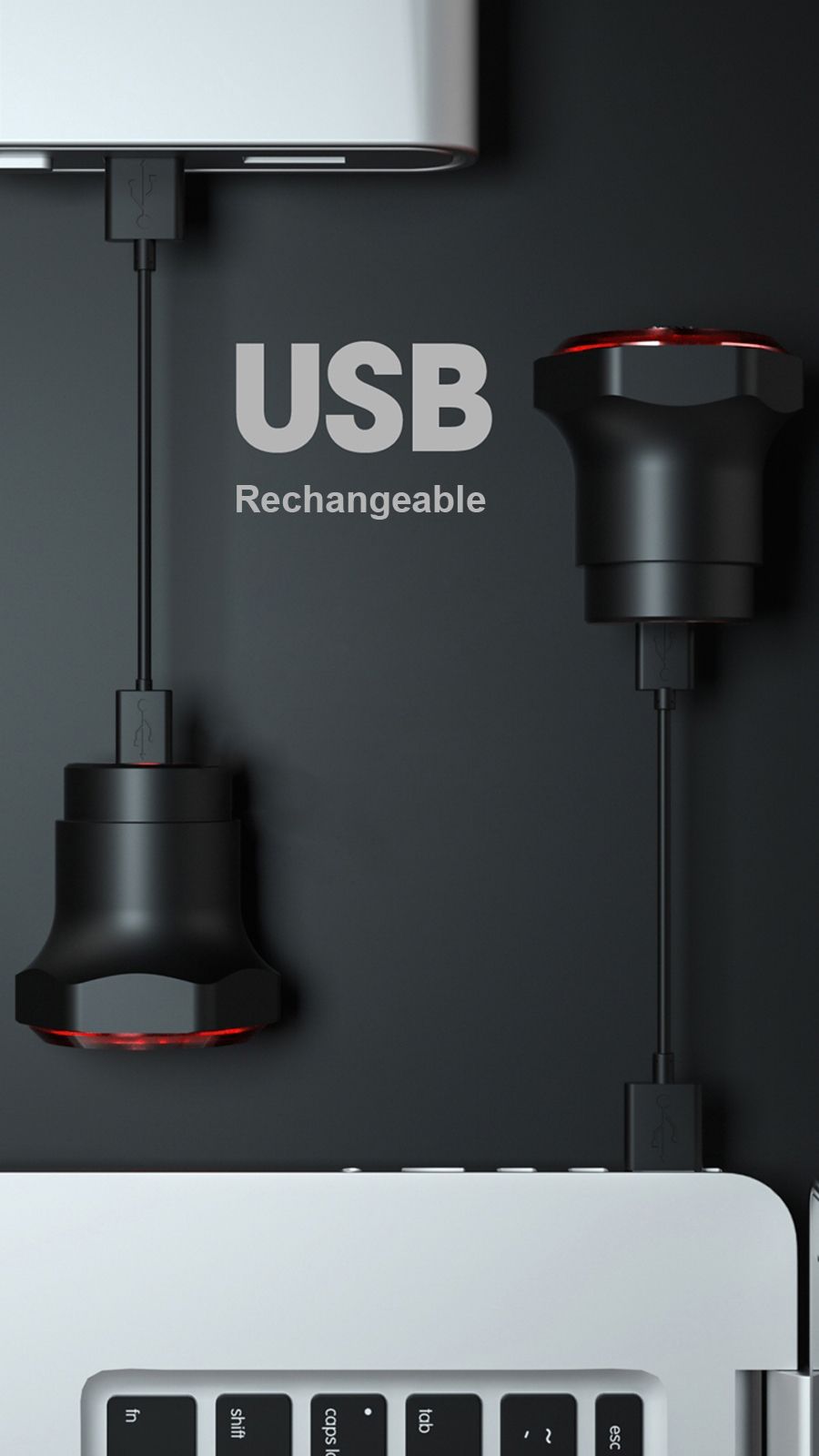 Feu arrière de vélo intelligent avec feu de freinage à démarrage/arrêt automatique, recharge USB, étanche IPX6, feu de sécurité cycliste.