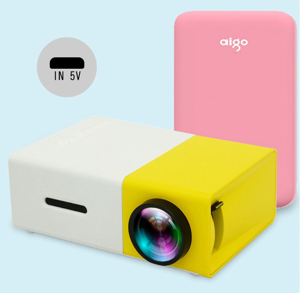 YG300 Projecteur LED Mini Projecteur Compact Portable Projection Lumineuse 1080P pour Soirée Cinéma et Aventures de Jeu