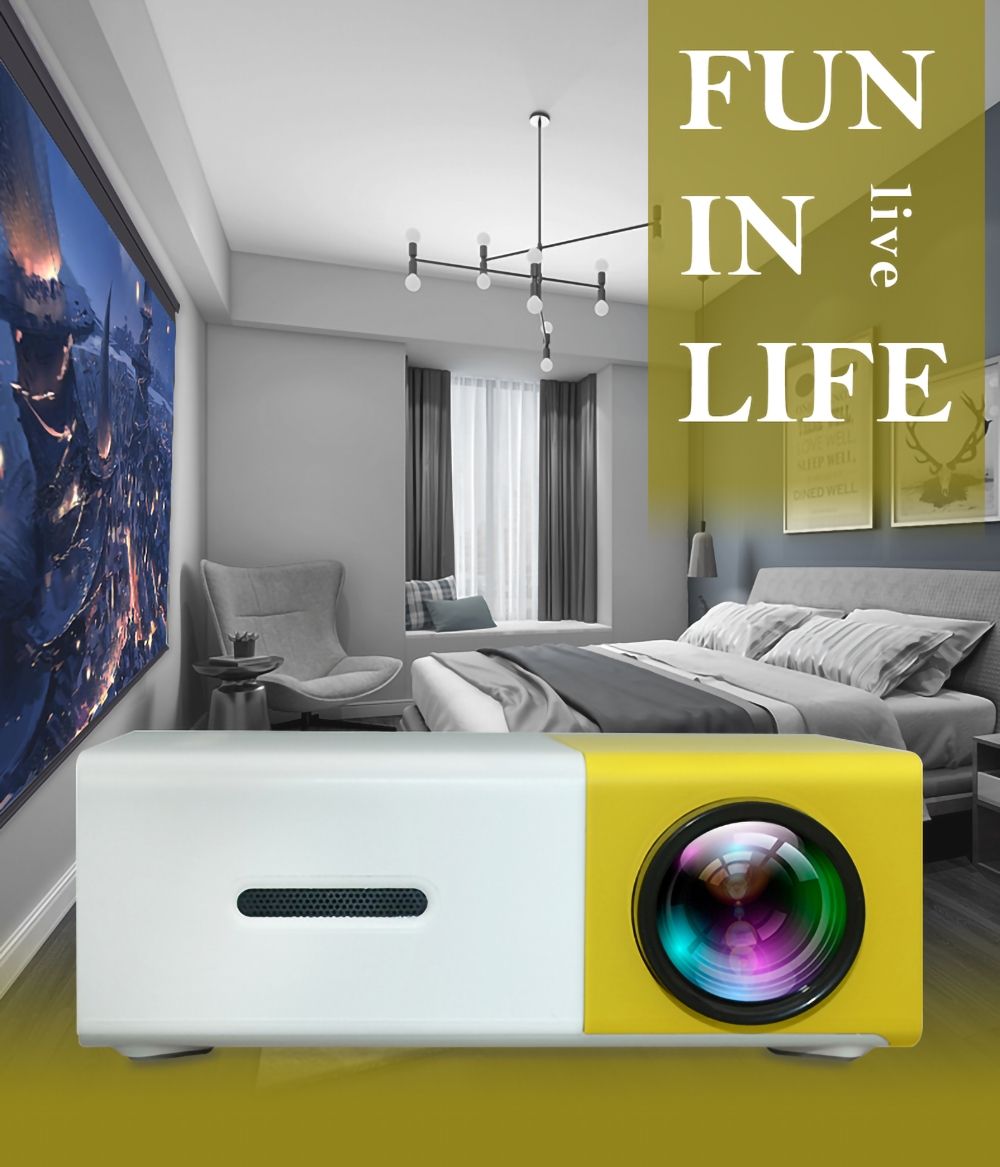 YG300 Projecteur LED Mini Projecteur Compact Portable Projection Lumineuse 1080P pour Soirée Cinéma et Aventures de Jeu