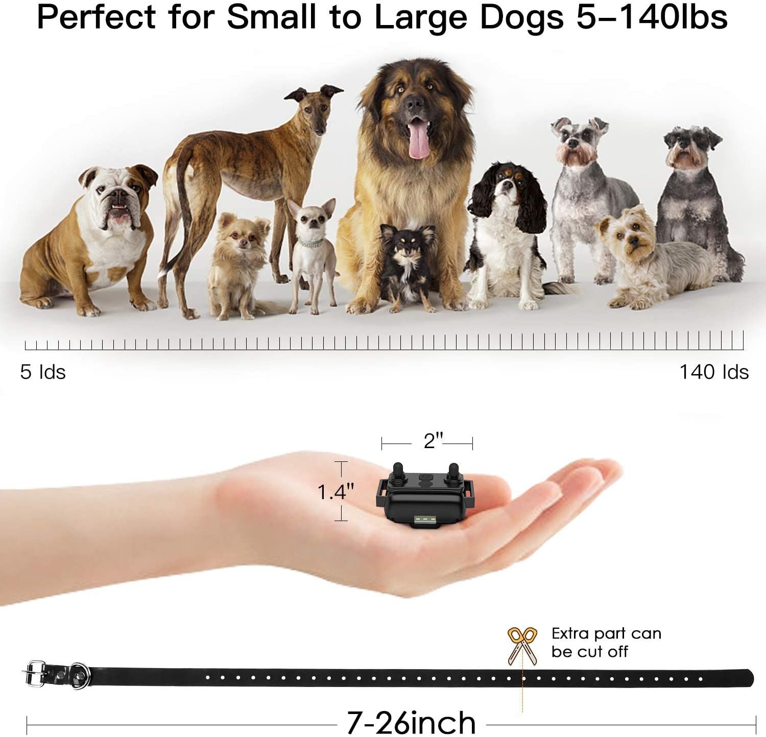 Collier de dressage électrique pour chien 800m, télécommande étanche rechargeable avec affichage LCD, choc, vibration et son