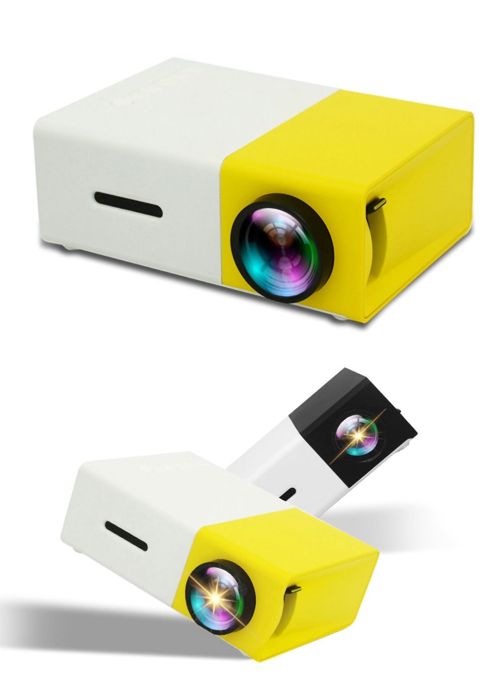 YG300 Projecteur LED Mini Projecteur Compact Portable Projection Lumineuse 1080P pour Soirée Cinéma et Aventures de Jeu