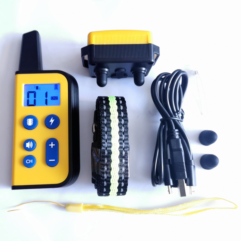 Collier de dressage pour chien électrique étanche avec une portée de 1000 m et niveaux de stimulation réglables pour un dressage humain