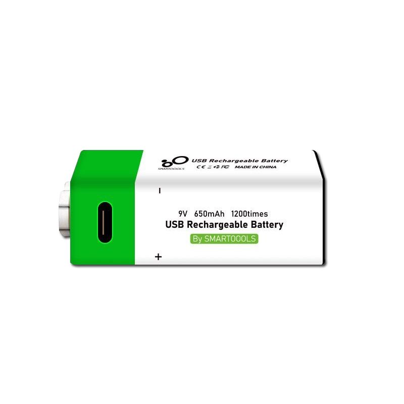 Pile rechargeable USB 9V 6F22 650mAh, alimentation Li-ion écologique pour jouets, microphone, multimètre et plus encore.