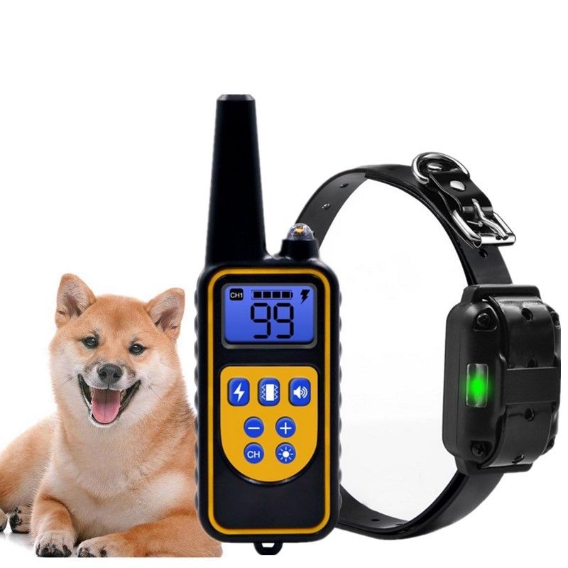 Collier de dressage pour chien électrique à télécommande, étanche, rechargeable, avec niveaux réglables, portée de 800 m, pour chiens de toutes tailles.