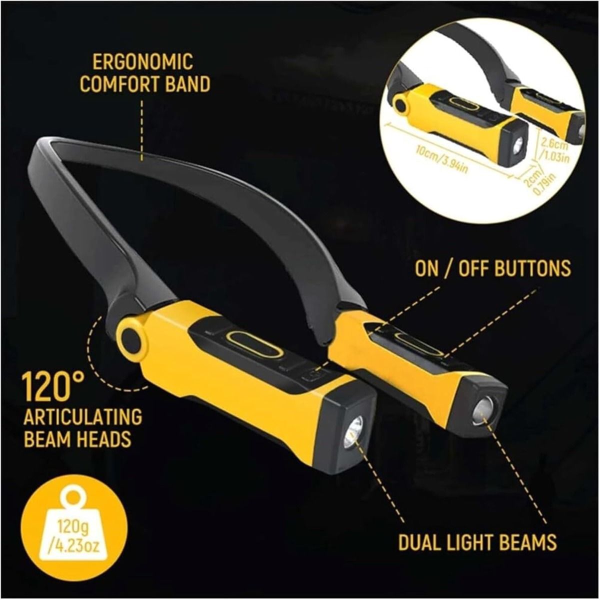 Lampe de cou rechargeable - Lampe de cou LED à suspension - Lampe de lecture de cou USB