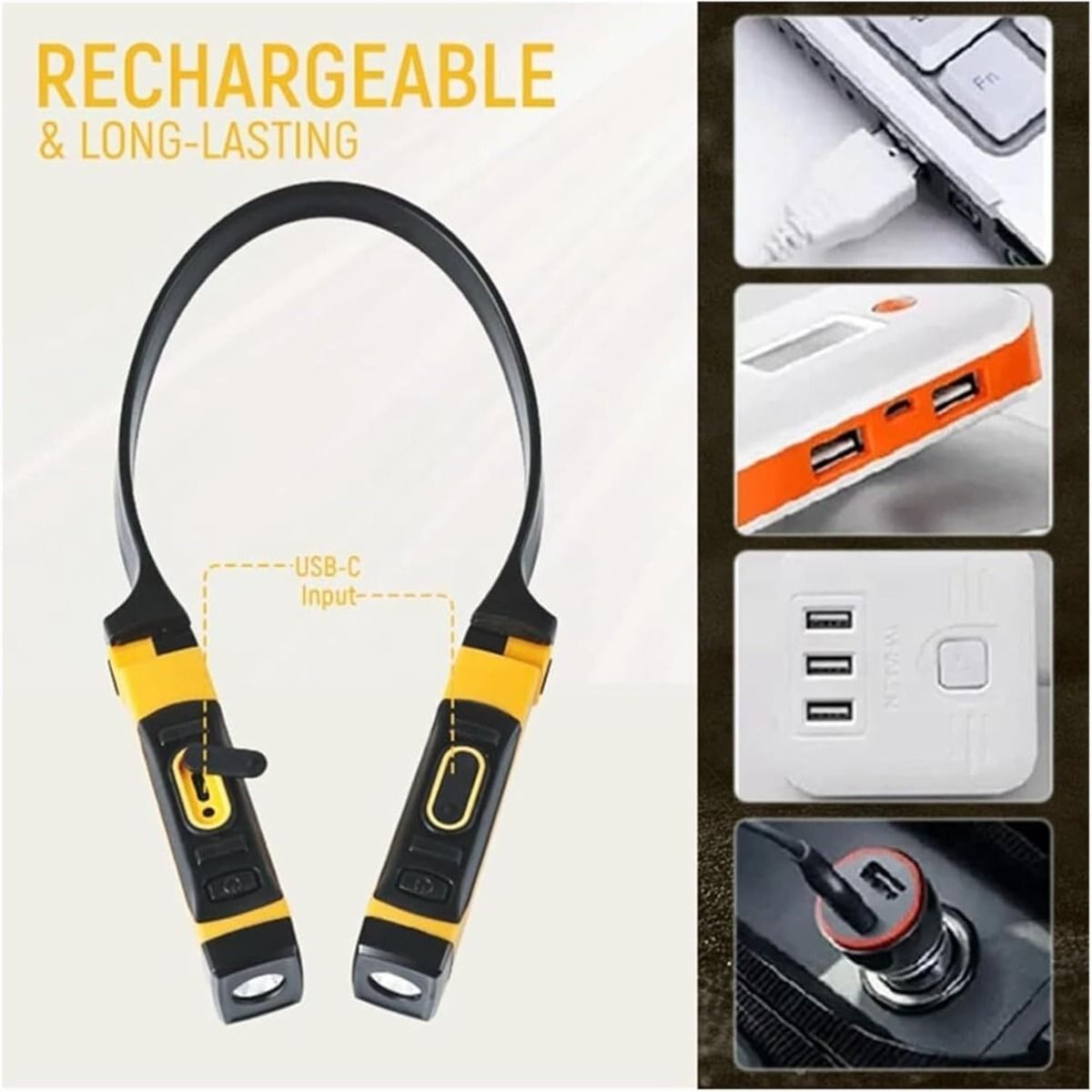 Lampe de cou rechargeable - Lampe de cou LED à suspension - Lampe de lecture de cou USB