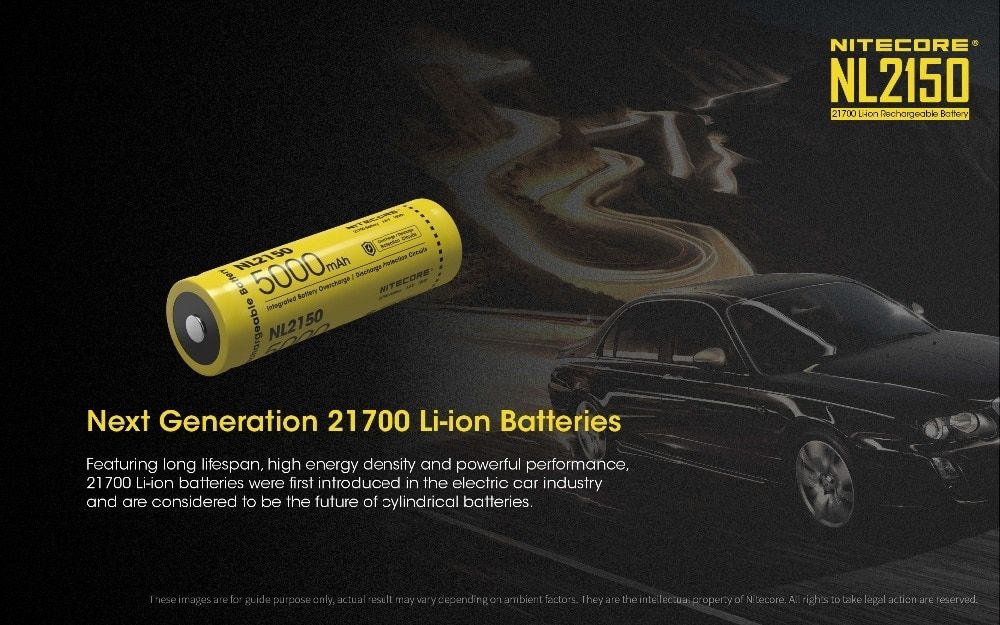 NITECORE NL2150 5000mAh 3.6V 21700 Batterie rechargeable pour lampe torche puissante, drone et équipement extérieur