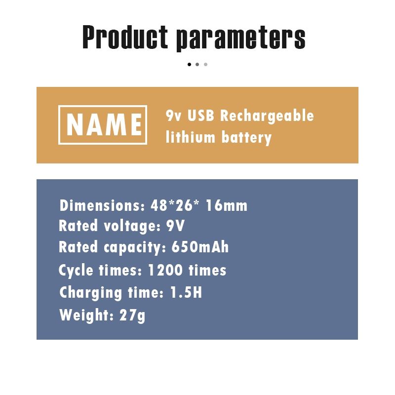 Pile rechargeable USB 9V 6F22 650mAh, alimentation Li-ion écologique pour jouets, microphone, multimètre et plus encore.