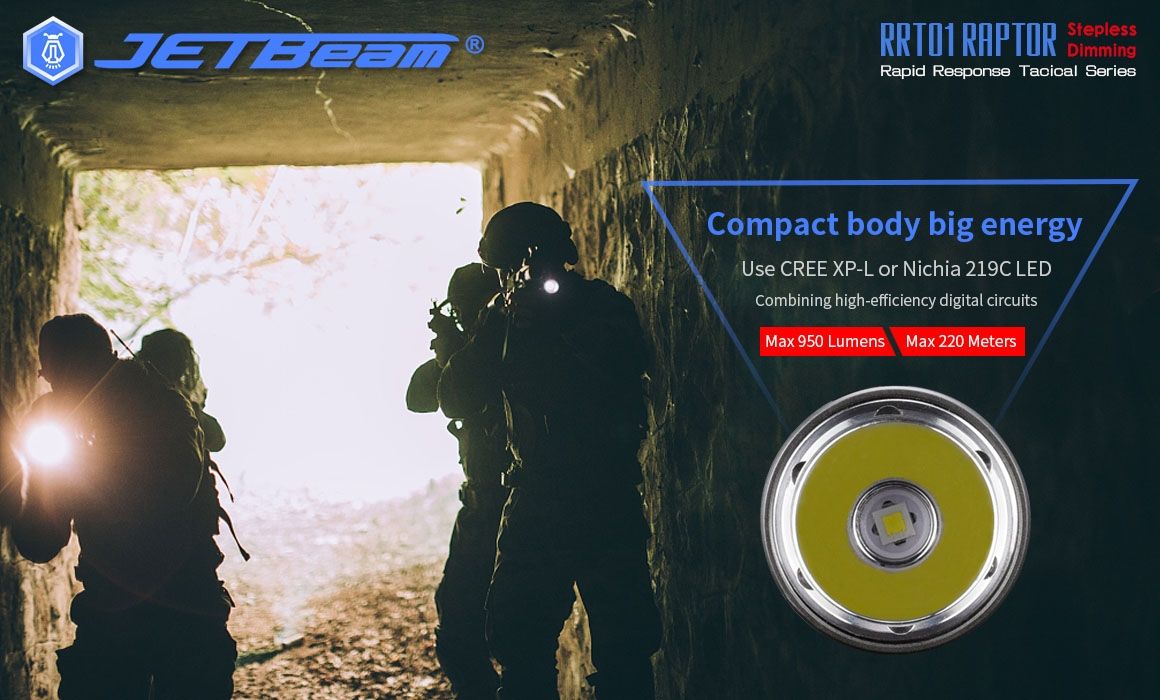 JETBeam JET-RRT01 XP-L 950 Lumen LED EDC Lampe de poche Éclairage extérieur durable pour le camping et la randonnée