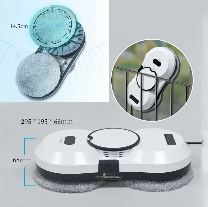 Robot nettoyeur de vitres avec technologie intelligente, pulvérisation d'eau automatique, aspiration 5600Pa pour des vitres sans traces et sans effort.