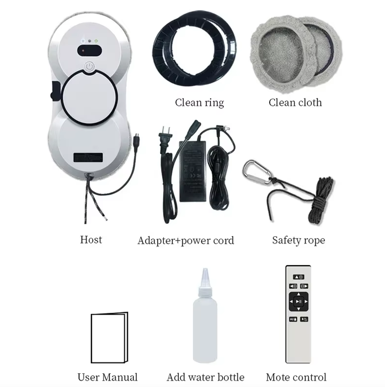 Robot nettoyeur de vitres avec technologie intelligente, pulvérisation d'eau automatique, aspiration 5600Pa pour des vitres sans traces et sans effort.