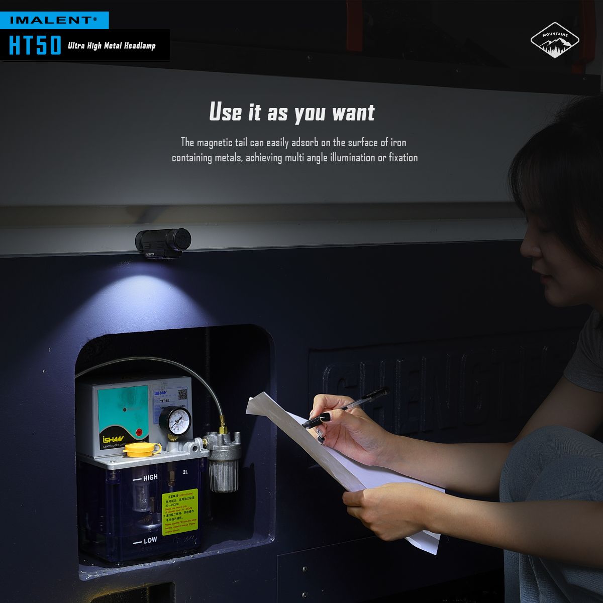 Lampe frontale IMALENT HT50 LED puissante double sources pour aventure camping éclairage extérieur rechargeable