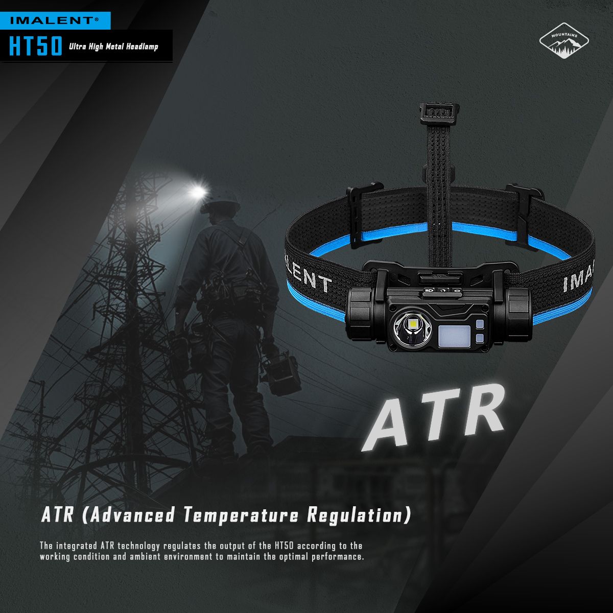 Lampe frontale IMALENT HT50 LED puissante double sources pour aventure camping éclairage extérieur rechargeable