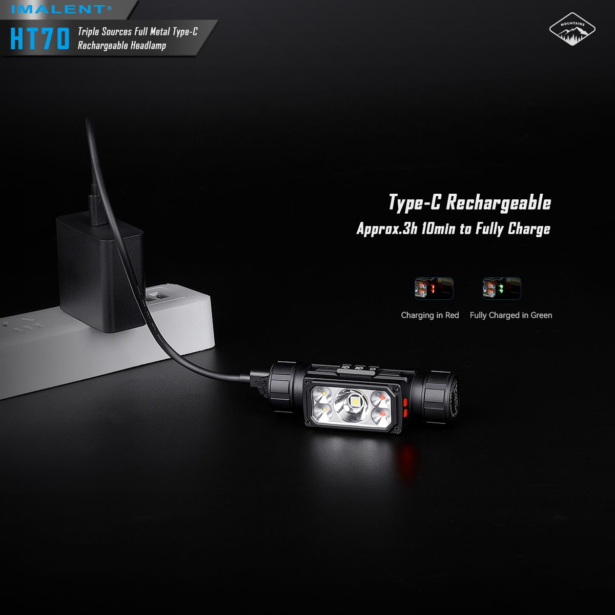 Lampe frontale haute performance IMALENT HT70 3500 lumens LED XHP50.3 HI pour aventure en plein air rechargeable