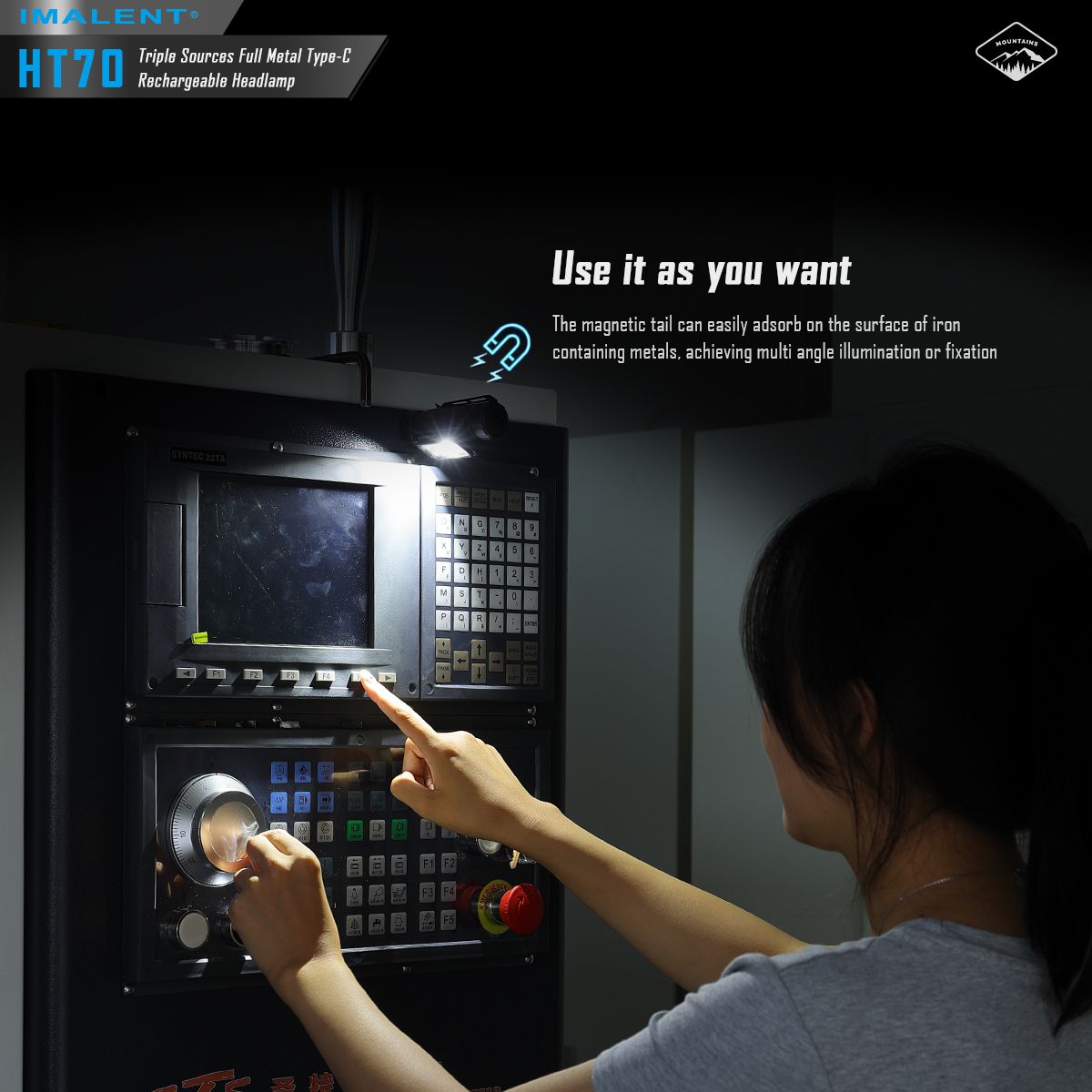 Lampe frontale haute performance IMALENT HT70 3500 lumens LED XHP50.3 HI pour aventure en plein air rechargeable