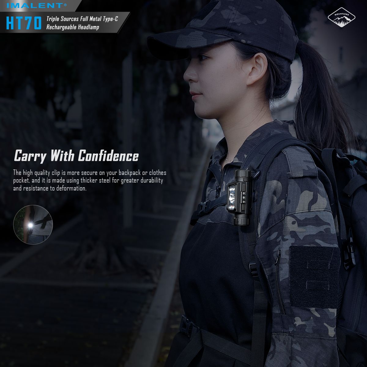 Lampe frontale haute performance IMALENT HT70 3500 lumens LED XHP50.3 HI pour aventure en plein air rechargeable