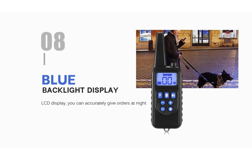 Collier de dressage chien 800m écran LCD modes choc vibration son collier rechargeable imperméable