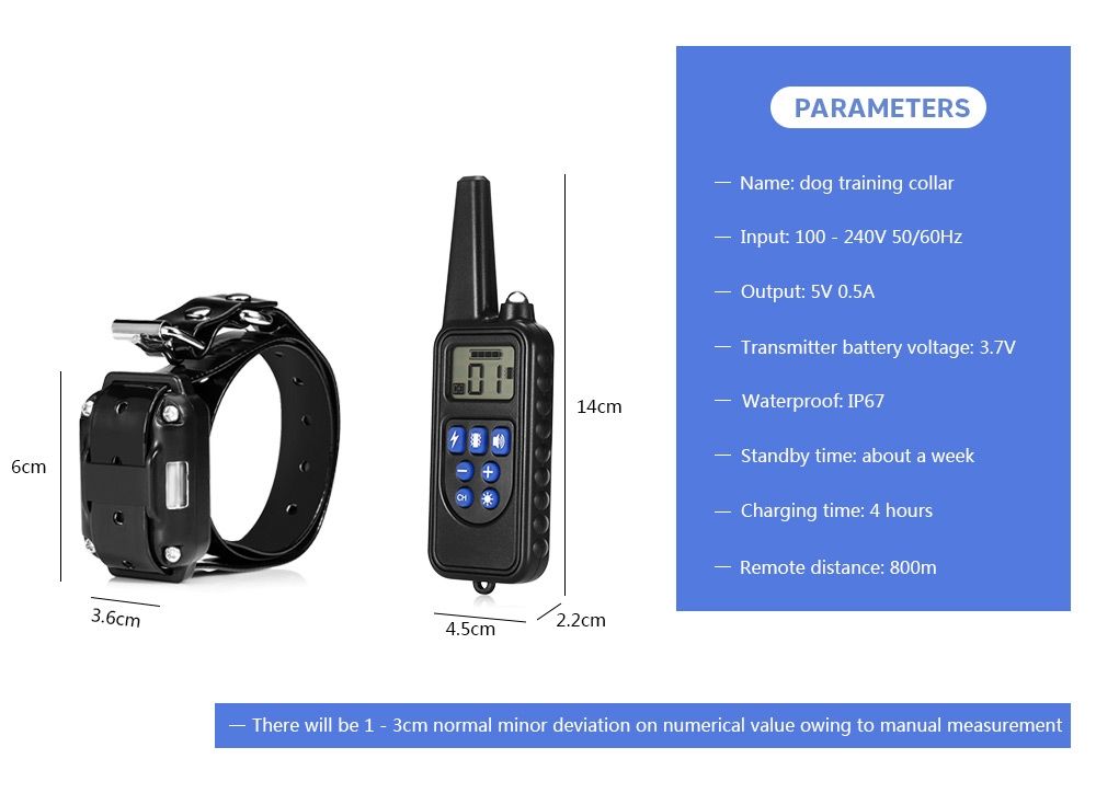 Collier de dressage chien 800m écran LCD modes choc vibration son collier rechargeable imperméable