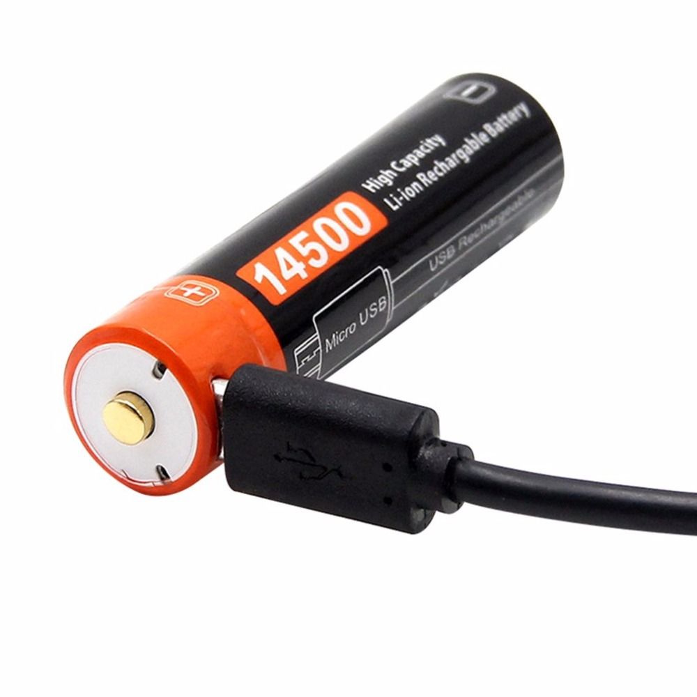 Batterie rechargeable 14500 Li-ion 3.7V 750mAh DoublePow avec port Micro USB et indicateur LED écologique